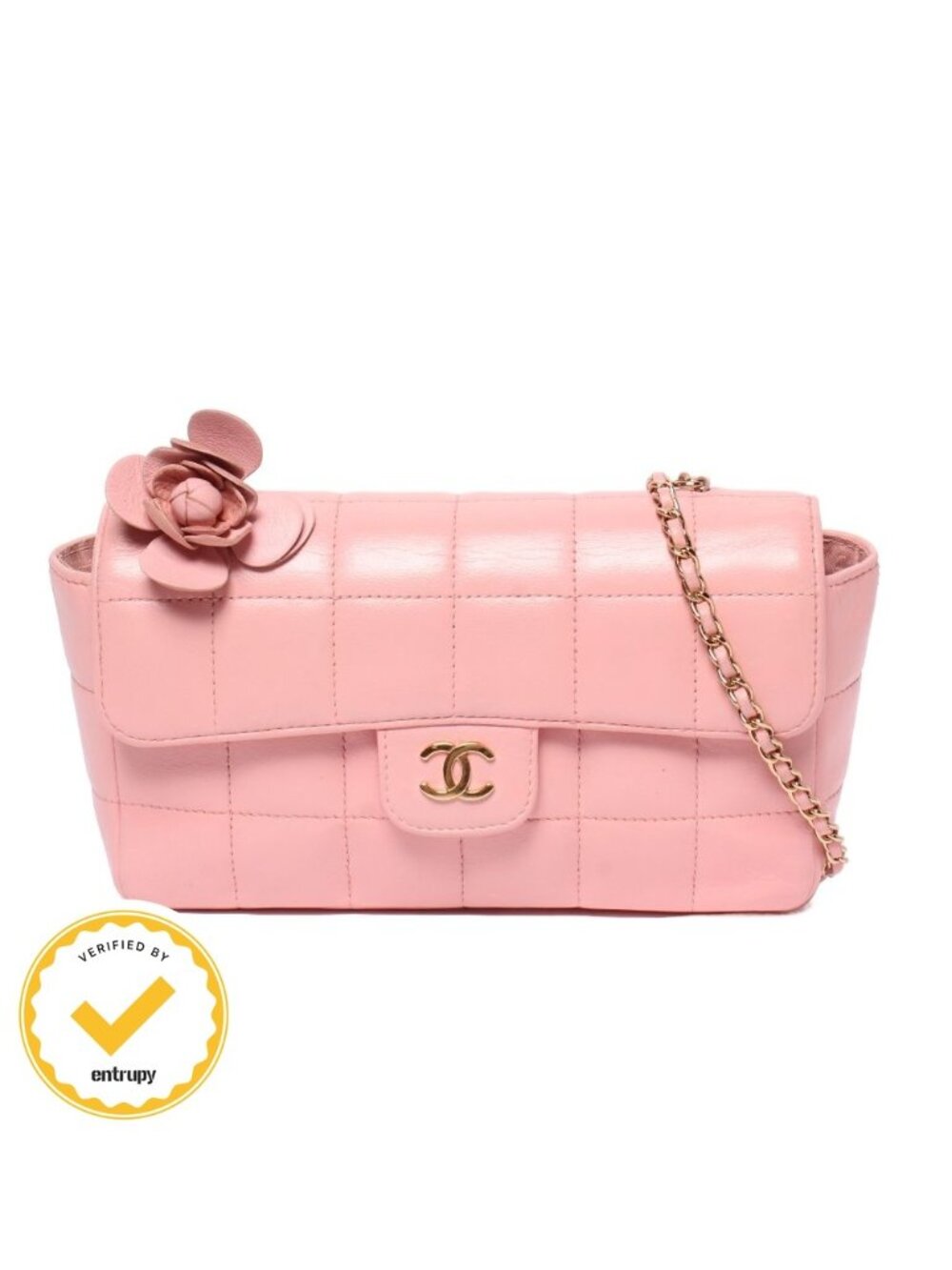 Chanel Chain Shoulder Bag Crossbody Gold Chocolate